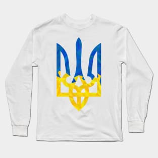 Low polygonal ukrainian trident white Long Sleeve T-Shirt